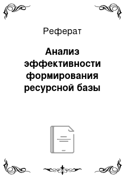 Реферат: Анализ эффективности формирования ресурсной базы