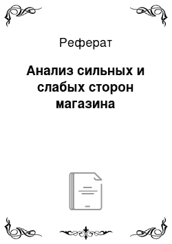 Реферат: Анализ сильных и слабых сторон магазина