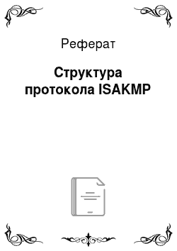Реферат: Структура протокола ISAKMP