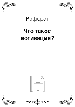 Реферат: Что такое мотивация?