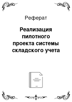 Реферат: Реализация пилотного проекта системы складского учета