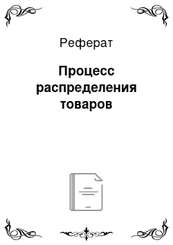 Реферат: Процесс распределения товаров