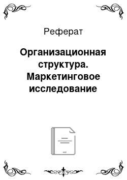 Реферат: Организационная структура. Маркетинговое исследование