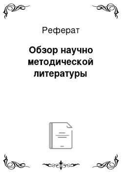 Реферат: Обзор научно методической литературы