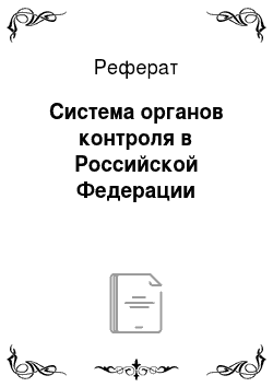 Реферат: Система органов контроля в Российской Федерации