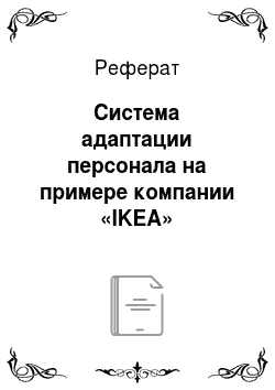 Реферат: Система адаптации персонала на примере компании «IKEA»