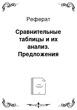 Реферат: Сравнительные таблицы и их анализ. Предложения