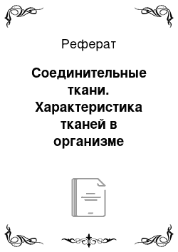 Реферат: Соединительные ткани. Характеристика тканей в организме ребенка