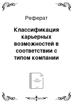 Реферат: Классификация карьерных возможностей в соответствии с типом компании