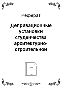 Реферат: Депривационные установки студенчества архитектурно-строительной академии ДГТУ