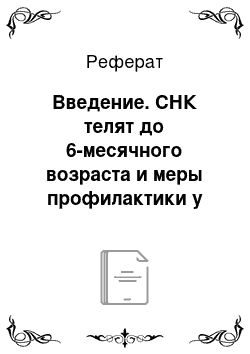 Реферат: Введение. СНК телят до 6-месячного возраста и меры профилактики у них нарушений кальций-фосфорного обмена