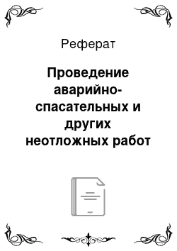 Реферат: Проведение аварийно-спасательных и других неотложных работ при ликвидации последствий техногенных аварий и катастроф