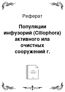 Реферат: Популяции инфузорий (Ciliophora) активного ила очистных сооружений г. Темиртау