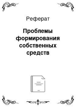 Реферат: Проблемы формирования собственных средств