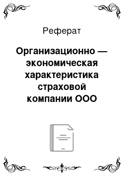 Реферат: Организационно — экономическая характеристика страховой компании ООО «Росгосстрах»