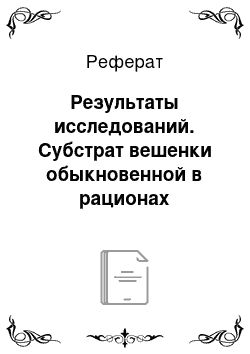 Реферат: Результаты исследований. Субстрат вешенки обыкновенной в рационах молодняка крупного рогатого скота