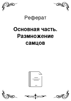 Реферат: Основная часть. Размножение самцов