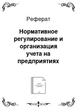 Реферат: Нормативное регулирование и организация учета на предприятиях малого бизнеса