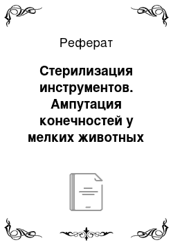 Реферат: Стерилизация инструментов. Ампутация конечностей у мелких животных