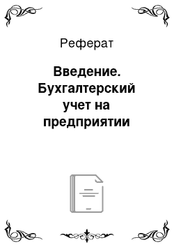 Реферат: Введение. Бухгалтерский учет на предприятии