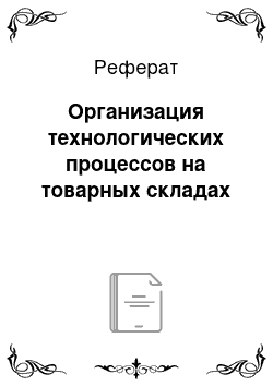 Реферат: Организация технологических процессов на товарных складах