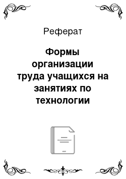 Реферат: Формы организации труда учащихся на занятиях по технологии