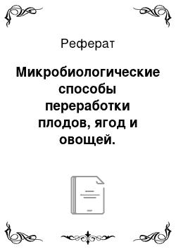 Реферат: Микробиологические способы переработки плодов, ягод и овощей. Технология квашения капусты