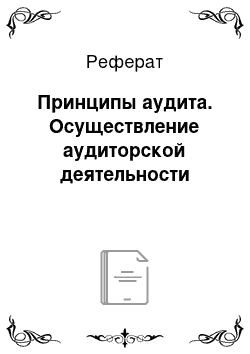 Реферат: Принципы аудита. Осуществление аудиторской деятельности