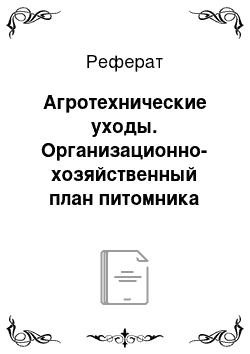 Реферат: Агротехнические уходы. Организационно-хозяйственный план питомника