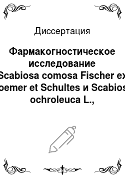 Диссертация: Фармакогностическое исследование Scabiosa comosa Fischer ex Roemer et Schultes и Scabiosa ochroleuca L., произрастающих в Восточной Сибири
