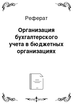 Реферат: Организация бухгалтерского учета в бюджетных организациях