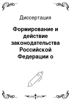 Диссертация: Формирование и действие законодательства Российской Федерации о несостоятельности (банкротстве) и его применение на практике