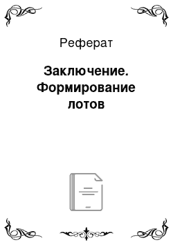 Реферат: Заключение. Формирование лотов