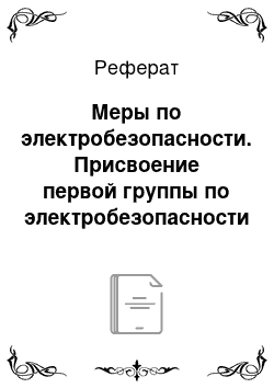 Реферат: Меры по электробезопасности. Присвоение первой группы по электробезопасности