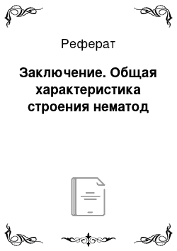 Реферат: Заключение. Общая характеристика строения нематод