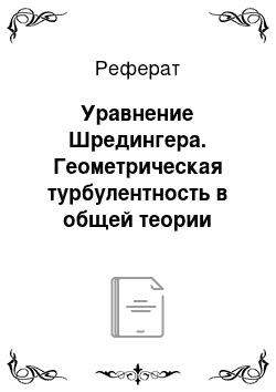 Реферат: Уравнение Шредингера. Геометрическая турбулентность в общей теории относительности