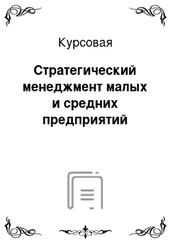 Курсовая: Стратегический менеджмент малых и средних предприятий