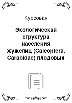 Курсовая: Экологическая структура населения жужелиц (Caleoptera, Carabidae) плодовых садов