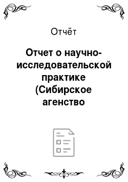 Отчёт: Отчет о научно-исследовательской практике (Сибирское агенство воздушных сообщений)