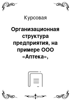 Курсовая: Организационная структура предприятия, на примере ООО «Аптека», функционирующей на территории г. Санкт — Петербурга