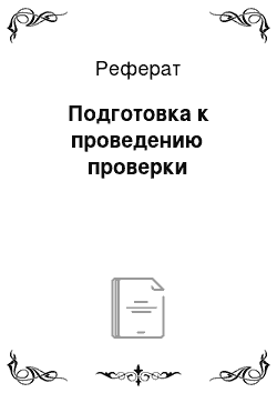 Реферат: Подготовка к проведению проверки