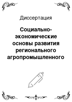 Диссертация: Социально-экономические основы развития регионального агропромышленного комплекса