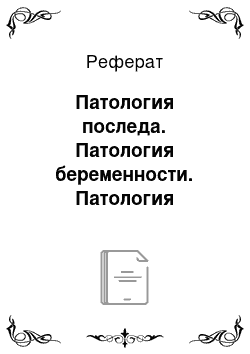 Реферат: Патология последа. Патология беременности. Патология последа