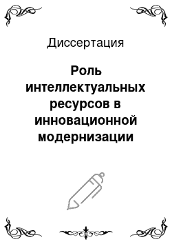 Диссертация: Роль интеллектуальных ресурсов в инновационной модернизации промышленных предприятий России