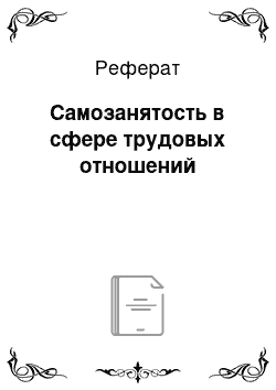 Реферат: Самозанятость в сфере трудовых отношений