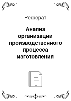 Реферат: Анализ организации производственного процесса изготовления продукции