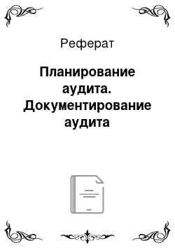 Реферат: Планирование аудита. Документирование аудита