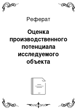 Реферат: Оценка производственного потенциала исследуемого объекта