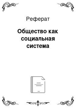 Реферат: Общество как социальная система