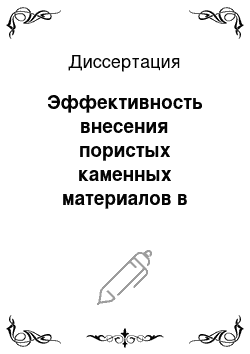 Диссертация: Эффективность внесения пористых каменных материалов в почву на урожайность сельскохозяйственных культур